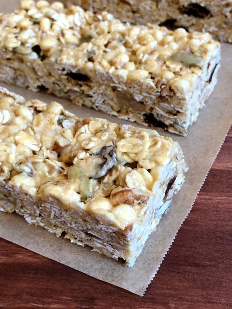 Chewy Vegan Protein Granola Bar Recipe | POPSUGAR Fitness Protein Granola Bar Recipe, Protein Granola Bars, Granola Bar Recipe, Protein Granola, Healthy Granola Bars, Chewy Granola Bars, Granola Recipe Bars, Chewy Granola, Rice Krispies Treats