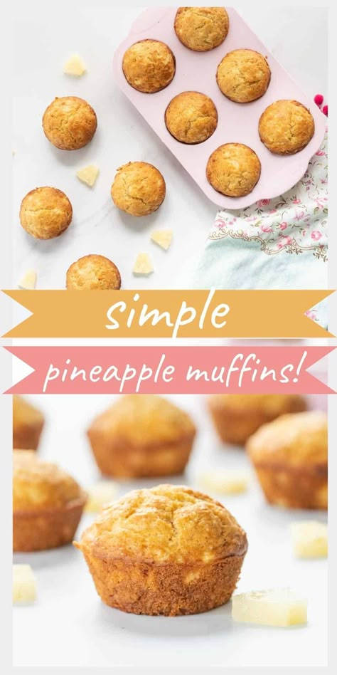 Soft Muffins Recipe, Crushed Pineapple Muffins, Snack For Toddlers, Pineapple Muffins, Ginger Muffins, Dairy Free Recipe, Fruit Muffins, After School Snack, Pineapple Recipes