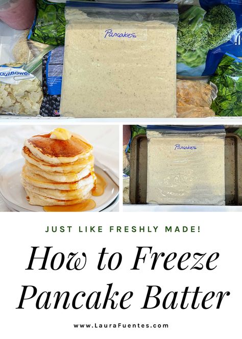 Freezer Pancake Batter, Frozen Pancake Batter Cubes, Make Ahead Pancake Batter, Freezing Pancakes, Camping Pancakes, Homemade Pancake Batter, Pancake Batter Recipe, Pancake Mix Recipe, Freeze Pancakes