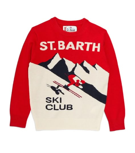 MC2 Saint Barth St.Barth Ski Club Sweater (4-16 Years) | Harrods US Men Crewneck, Ski Club, Saint Barth, St Barth, Tropical Island, Inception, Crewneck Sweater, Red Sweaters, Casual Outfit