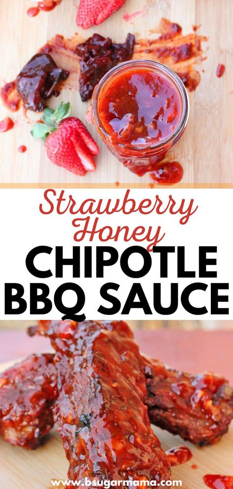 Strawberry Chipotle Bbq Sauce, Strawberry Bbq Sauce Recipes, Strawberry Bbq Sauce, Honey Bbq Sauce Recipe, Chipotle Bbq Sauce, Honey Barbecue Sauce, Strawberry Honey, Cannibis Recipes, American Foods