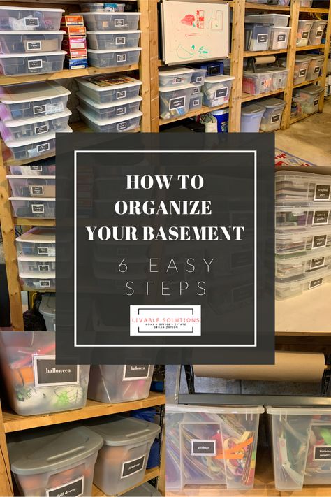 Organization Ideas For Basement Storage, Basement Organization Categories, Organize Basement Clutter, Organizing Storage Room Basement, Organizing Ideas For Basement, Basement Storage Room Makeover, How To Organize Your Basement, Organization Ideas For The Basement, Small Basement Organization Ideas