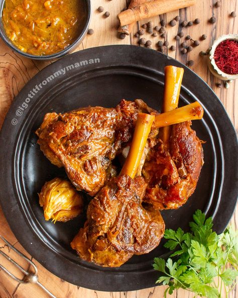 Chelo Mahiche Pesaran-e Karim recipe — I got it from my Maman Persian Lamb Shank Recipe, Lamb Shanks Recipe, Middle Eastern Recipes Arabic Food, Shanks Recipe, Lamb Shank Recipe, Iranian Recipes, How To Cook Lamb, Lamb Shank, Persian Lamb