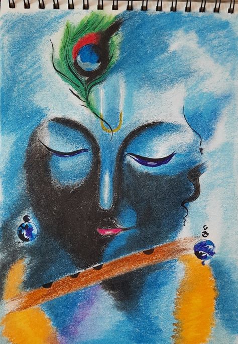 Krishna Art with oil pastels Krishna Oil Pastels Drawing, Art With Oil Pastels, Oil Pastels Drawing, Oil Pastel Crayons, Happy Rakhi, Pastel Crayons, Oil Pastel Paintings, Goddess Artwork, Oil Pastel Art