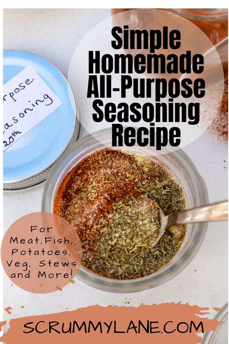 Pack flavor into chicken wings and thighs, minute steak, pork chops, soups, casseroles, potatoes, vegetables and more with this homemade all-purpose seasoning. It takes only a few minutes to make up a batch to go in your pantry to grab whenever you need to add a little more 'pizzazz' to a dish. You only need 7 simple basic herbs and spices, and it's so easy to swap things in and out to suit your taste. Easy Chicken Seasoning, Gyro Seasoning, Minute Steak, Chicken Seasoning Recipes, Pork Chop Seasoning, Pork Seasoning, Potatoes Vegetables, Easy Marinades, Spice Blends Recipes