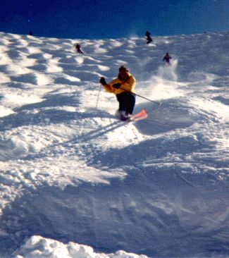 Aggressively ski moguls Mogul Skiing, Freestyle Skiing, Ski Bums, Powder Skiing, Ski Mountain, Alpine Skiing, Vintage Ski, Skis, Snowboarding