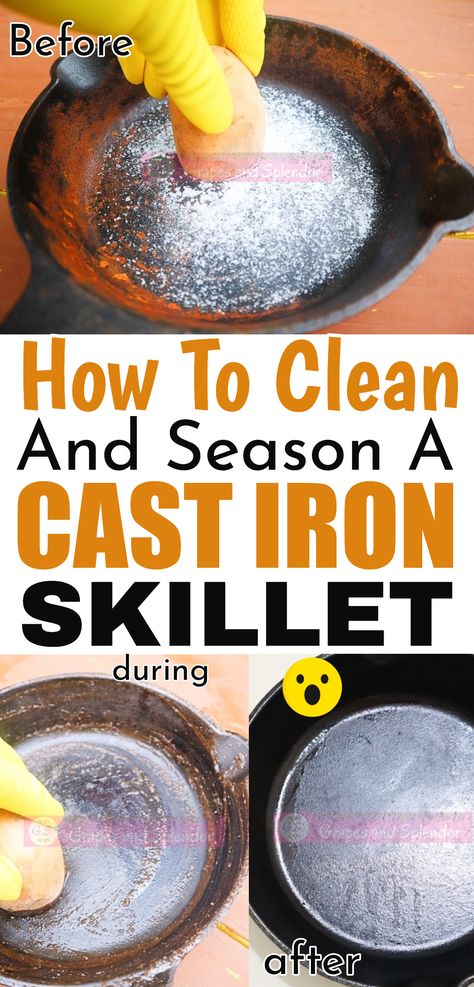 Master the art of cast iron care with these essential steps on cleaning and seasoning your skillet! 🍳✨ Discover the secrets to maintaining that perfect non-stick surface and enhancing the flavor of your dishes. From proper cleaning techniques to the magic of seasoning, embrace the journey to a well-seasoned, cherished cast iron skillet. Elevate your cooking game and enjoy the timeless beauty of this kitchen essential! #CastIronCare #SkilletSeasoning #CulinaryCraftsmanship #CookingMagic Cleaning A Cast Iron Skillet After Use, Caring For Cast Iron Skillet, Cast Iron Cleaning After Cooking, Cast Iron Skillet Care Cleaning, Cast Iron Care Cleaning, How To Take Care Of Cast Iron Pans, Re Season Cast Iron Skillet, Cleaning Iron Skillet, How To Clean A Cast Iron Pan