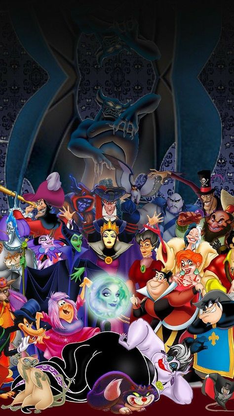 Walt Disney Studio, Disney Villain Party, Disney Quiz, Evil Disney, Disney Characters Wallpaper, Disney Silhouettes, Halloween Wallpaper Cute, Disney Paintings, Dark Disney