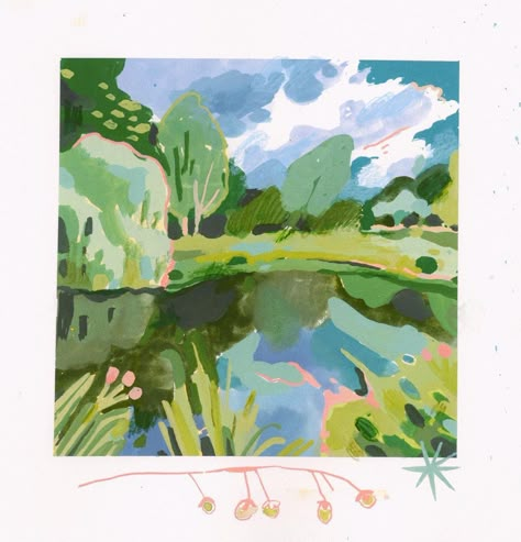 Gouache Art, Sketchbook Inspiration, Landscape Illustration, Plant Illustration, Art Inspiration Painting, Environment Concept Art, Gouache Painting, G H, Card Templates