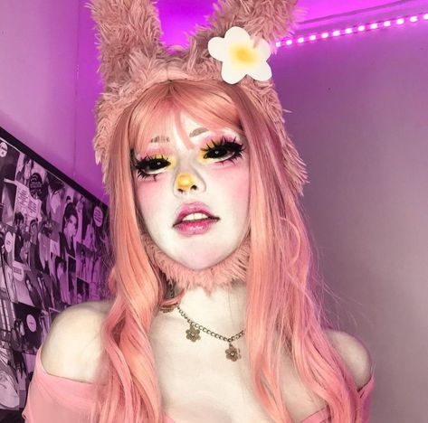 My Melody Inspired Makeup, Cosplay Aesthetic, Aesthetic Sanrio, Makeup Cosplay, Anime Makeup, Alternative Makeup, Cool Makeup Looks, Clown Makeup, Fantasias Halloween