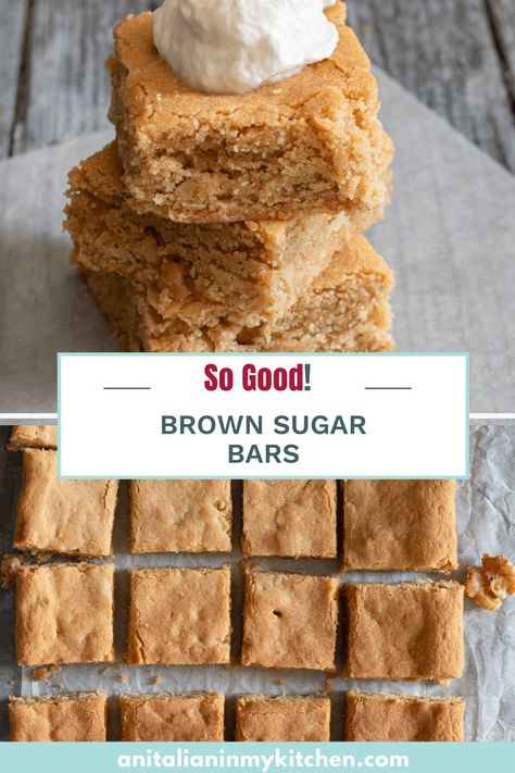 Brown Butter Bars, Brown Sugar Recipes Easy, Homestead Desserts, Brown Sugar Dessert Recipes, Brown Sugar Dessert, Coffee And Dessert Bar, Brown Sugar Bars, Brown Sugar Brownies, Brown Sugar Homemade