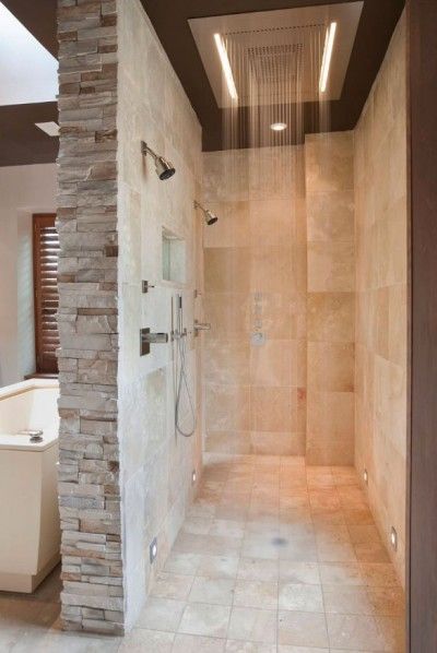 Large Walk In Showers, Doorless Shower Design, Showers Without Doors, Doorless Shower, Luxury Bathroom Master Baths, Master Bath Shower, Bathroom Shower Design, Master Shower, Bad Inspiration