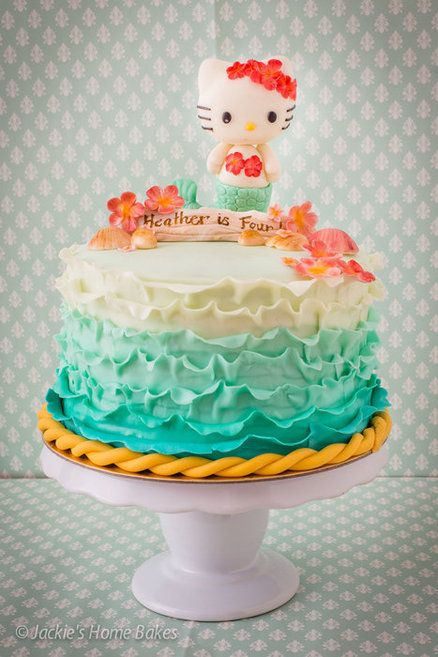 Hello Kitty Mermaid Cake.  OH. MY. GOD. @Jean Luan Pool Birthday Cakes, Hello Kitty Mermaid, Cake Hello Kitty, Kitty Mermaid, Kitty Birthday Cake, Hello Kitty Birthday Cake, Hello Kitty Birthday Party, Girly Cakes, Beach Cakes