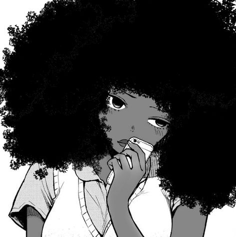 Poc Manga Icons, Afro Pfp Cartoon, Black Anime Girlicon, Pfp Girl Black, Anime Girlboss Pfp Black, Black Manga Girl, Poc Manga, Black Pfp Icon, Poc Anime Pfp