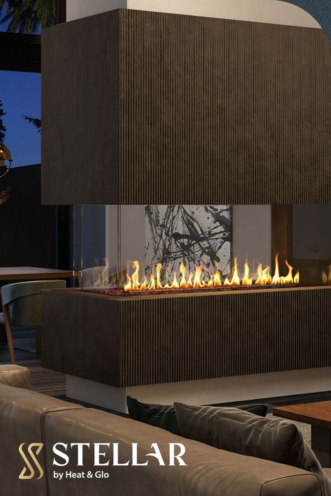 Luxury Modern Fireplace, Modern Luxury Fireplace, Corner Gas Fireplace, Luxury Fireplace, Industrial Living Room, Floating Fireplace, Fireplace Heat, Gas Fireplaces, Industrial Livingroom