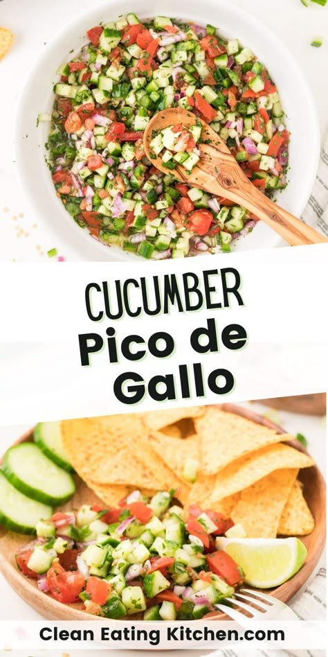 Tomato Cucumber Salsa, Salsa With Cucumbers, Pico De Galo Recipes With Cucumber, Canned Cucumber Salsa Recipe, Cucumber Pico De Gallo, Canned Pico De Gallo Recipe, Ordurves Appetizers, African Appetizers, Yogurt Parfait Healthy