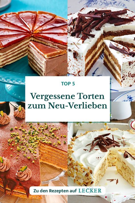 Hol dir ein Stückchen Nostalgie auf den Kuchenteller: Hier findest du längst vergessene Torten, die eine lange Tradition haben und genau deshalb so besonders sind. Ihr Aussehen und Geschmack erinnert den ein oder anderen bestimmt an gemütliche Sonntage und Familienfeiern, bei denen diese cremigen Prachtstücke von Oma oder Tante auf den Kaffeetisch gestellt wurden. #vergessenetorten Cakes And More, Fondant, Baking, Cake