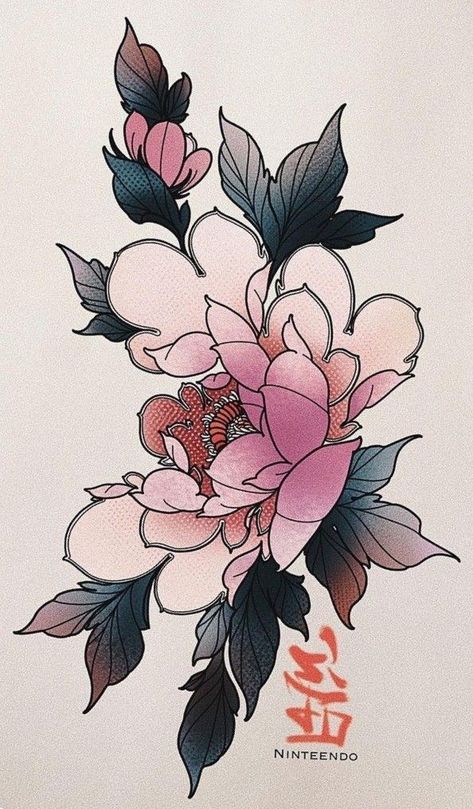 Tattoo Designs On Chest, Zeinab Harake Tattoo, Art Flower Tattoo, Zeinab Harake, 31 Tattoo, Japanese Flower Tattoo, Traditional Tattoo Flowers, Flower Tattoo Drawings, Asian Tattoos