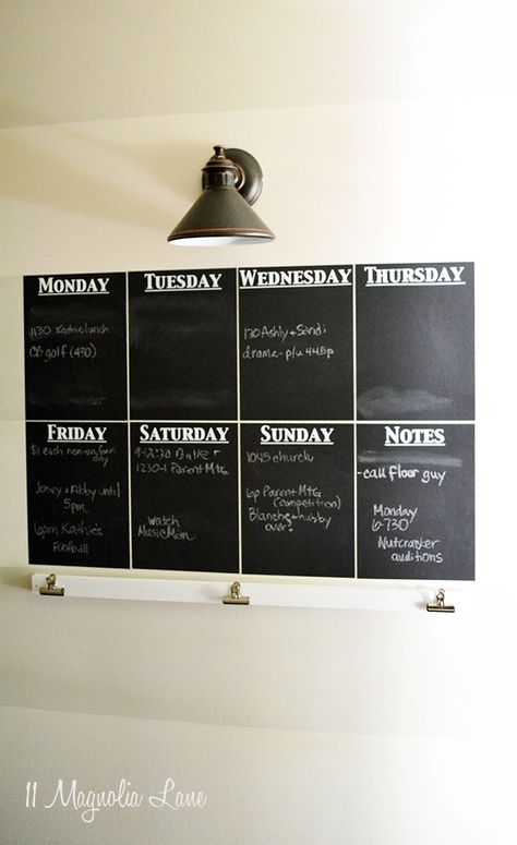 DIY horizontally striped wall and a #chalkboard week at a glance wall calendar create a family #organization center. Diy Chalkboard Wall, Organization Center, Chalkboard Wall Calendars, Entryway Paint, Church Calendar, Chalkboard Wall Bedroom, Garage Entryway, Command Center Kitchen, Family Organization