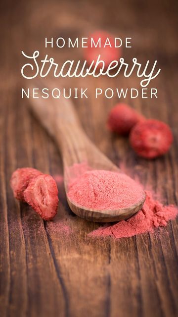 Megan Moos| Wellness tips for rural moms on Instagram: "Homemade Strawberry “Nesquik” Ingredients: 2 cups freeze dried strawberries 3/4 - 1 cup sugar or monk fruit depending on how sweet you want it(I used a little under 1 cup of monk fruit) 1/4 cup vanilla protein powder (Amare or Just Ingredients are my favorite brands - linked in my bio) Directions: Place all the ingredients into a high speed blender or food processor. Blend until thoroughly combined and it’s a fine powder. Store in an airtight container in a dark cool location (pantry). To use: Mix 2 tbsp of strawberry powder in 1 cup milk of choice. Stir or use a frother until the powder has dissolved. ✨follow along for more homestead life✨ #homesteadlife #homemaker #homesteading #homestead #homemadefood" Nesquick Strawberry Milk, Diy Nesquik Powder, Diy Strawberry Nesquik Powder, Homemade Nesquik Powder, Strawberry Top Recipes, Freeze Dried Drink Mixes, Dry Drink Mix Recipes, Strawberry Nesquik Recipes, Powder Drink Mix Recipes