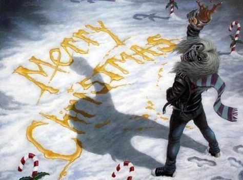 Merry Christmas Iron Maiden Eddie Heavy Metal Cat, Iron Maiden Mascot, Heavy Metal Christmas, Iron Maiden Posters, Eddie The Head, Where Eagles Dare, Iron Maiden Eddie, Creepy Christmas, Urban Music