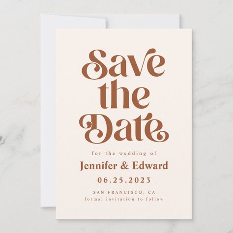 Elegant Save The Date, Boho Fonts, Terracotta Wedding, Terracotta Color, Save The Date Card, Formal Invitation, Wedding Save The Date, Bridal Party Gifts, Trendy Wedding