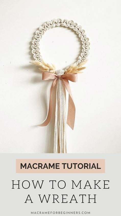 Macrame Wreath Wood Ring Crafts Diy, Christmas Wreaths Macrame, Large Macrame Christmas Wreath, Macrame Circle Diy Tutorial, Macrame Ring Diy Tutorials, Macrame Wreath Diy Tutorial, Macrame Wire Wreath, Macrame Around A Ring, Macrame With Rings