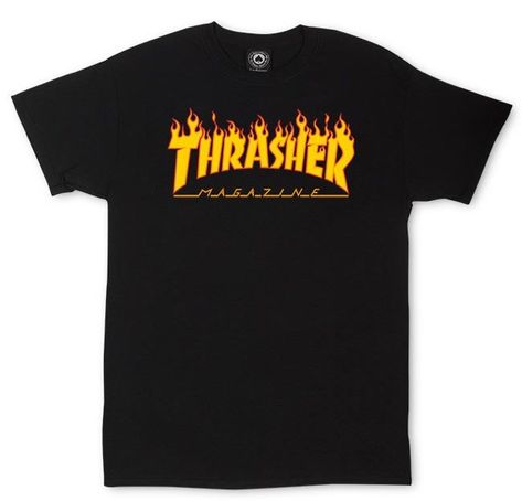 Thrasher Outfit, Thrasher Tshirt, Thrasher Flame, T Shirt Weaving, Thrasher Shirt, Flame Logo, Thrasher Magazine, Black Tees, Logo T Shirts