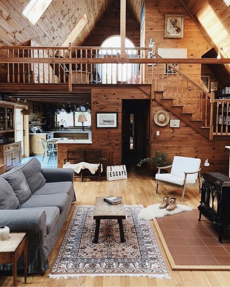 Modern Cabin Decor, Tiny House Interior Design, Cabin Interiors, Cabin Living, A Frame Cabin, A Frame House, Tiny House Interior, Tiny House Cabin, Cabins And Cottages