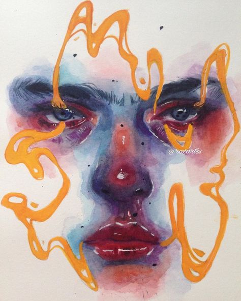 Elena Rossato on Instagram: “"Fluctuation" finished piece ! What do you think? Size A5 Watercolor and gouache on paper 100€ shipping excluded Dm for buying ⭐️⭐️⭐️…” Gcse Art Sketchbook, Muse Art, Expressionist Art, Identity Art, Cool Art Drawings, Art Inspiration Drawing, Art Drawings Sketches, Art Sketchbook, Portrait Art