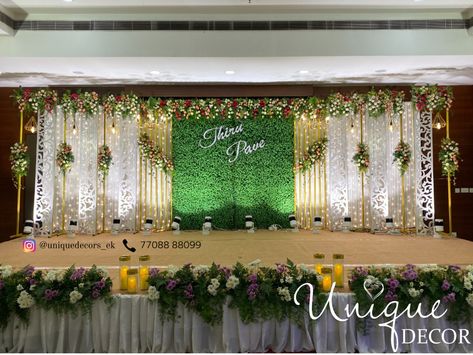 Reception Stage Decor Simple, Book Decor Wedding, Reception Checklist, Wedding Bg, Opening Decoration, Marriage Hall Decoration, Wedding Reception Checklist, Engagement Stage, Mandap Decoration