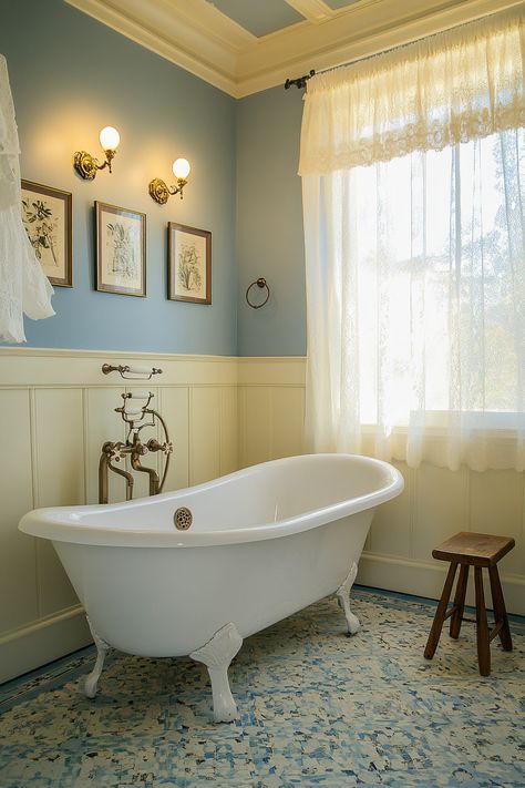 Transform your space with these modern bathroom ideas! This cozy, vintage-inspired design features a freestanding tub and elegant decor that blends antique charm with contemporary comfort. #ModernBathroomIdeas #HomeInspiration #BathroomDecor Claw Bathtub Ideas, Clawfoot Tub Decor, Claw Foot Tub Bathroom, Claw Bathtub, Clawfoot Tub Bathroom, Modern Bathroom Ideas, Beautiful Bathtubs, Tub Bathroom, Calming Spaces