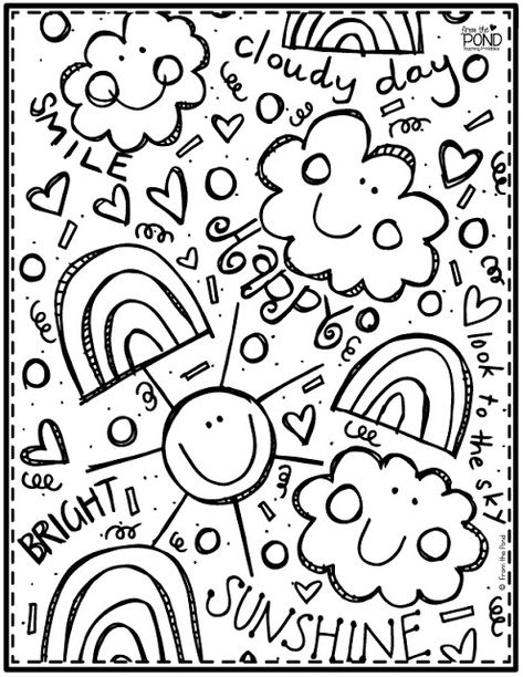 Rainbow Coloring Page freebie for the classroom or home #fromthepond #coloringpage #freebie Sel Coloring Pages, Free Summer Coloring Sheets, Free Rainbow Coloring Pages, May Coloring Sheets, Kindergarten Coloring Pages Free, Sunshine Coloring Pages, Free Back To School Printables, Rainbow Coloring Page, Free Color Pages