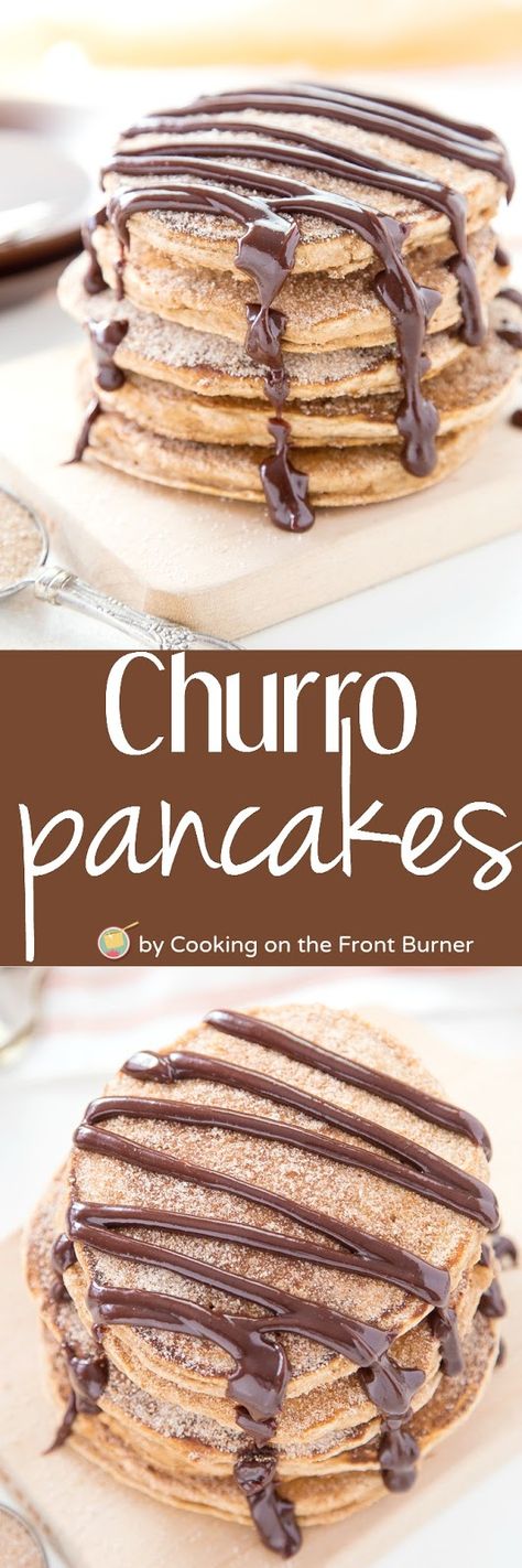 Start your Cinco de Mayo celebration with these Churro Pancakes topped with a Spicy Chocolate sauce! Ole! Churro Pancakes, Pancake Party, Cinco De Mayo Celebration, Spicy Chocolate, Pancake Recipes, Pancakes Easy, Breakfast Pancakes, Waffle Recipes, Chocolate Sauce