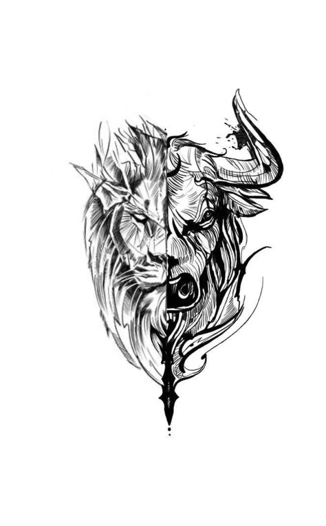 Lion Bull Tattoo, Bull And Lion Tattoo, Lion And Bull Tattoo, Taurus Leo Tattoo, Leo And Taurus Tattoo, Taurus And Leo Tattoo, Ox Tattoo Design, Bull Tattoo Design For Men, Taurus Bull Tattoo