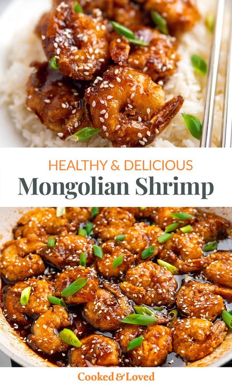 This Mongolian shrimp recipe is a scrumptious combination of succulent shrimp (prawns) coated in light crispy batter, stir-fried with a sweet and savoury Asian sauce, and garnished with a sprinkle of green onions and sesame seeds. This seafood version of the classic Chinese dish is so easy to make that even a novice cook can whip it up in no time. This recipe is gluten-free with paleo-friendly swaps. Shrimp Asian Recipe, Chinese Prawn Recipes, Mongolian Shrimp, Shrimp Stir Fry Recipes, Honey Glazed Shrimp, Husband Recipes, Korean Shrimp, Shrimp Paleo, Chinese Shrimp Recipes