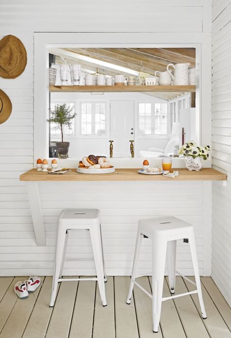 Spruce up your breakfast nook with these fantastic ideas. #breakfastnookideas #kitchenideas Serving Hatch Decor, Breakfast Bar Ideas, Serving Hatch, Pass Through Kitchen, Small Kitchen Bar, Kitchen Pass Through, Small Kitchen Decoration, Kitchen Pass, Pass Through Window