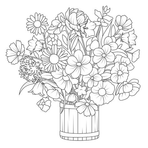 Plant Coloring Pages, Pictures For Coloring, Flower Coloring Sheets, Printable Flower Coloring Pages, Pattern Coloring Pages, Detailed Coloring Pages, Free Adult Coloring Pages, Printable Adult Coloring Pages, Pola Sulam