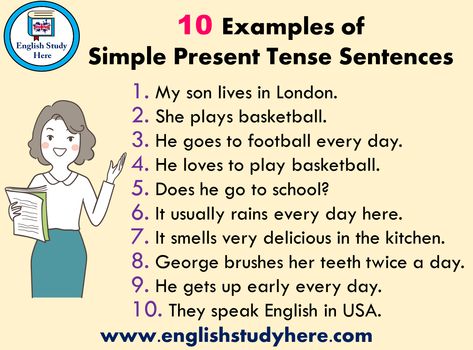 10 Examples of Simple Present Tense Sentences - English Study Here Example Of Simple Sentence, Direct And Indirect Speech, 10 Sentences, All Tenses, Tenses English, Simple Images, Present Continuous Tense, Third Grade Writing, Improve Vocabulary