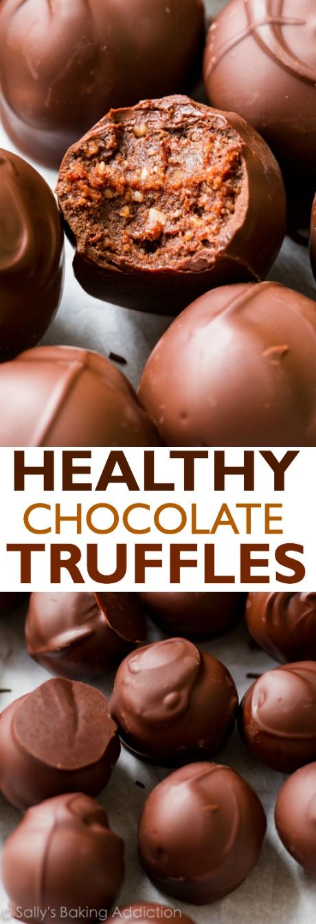 Indulgent tasting HEALTHY chocolate truffles! They taste like brownies. It's unreal. Healthy Truffles, Almond Truffles, Sallys Baking, Healthy Dark Chocolate, Chocolate Balls, Dark Chocolate Almonds, Candy Truffles, Protein Bites, Chocolate Almond