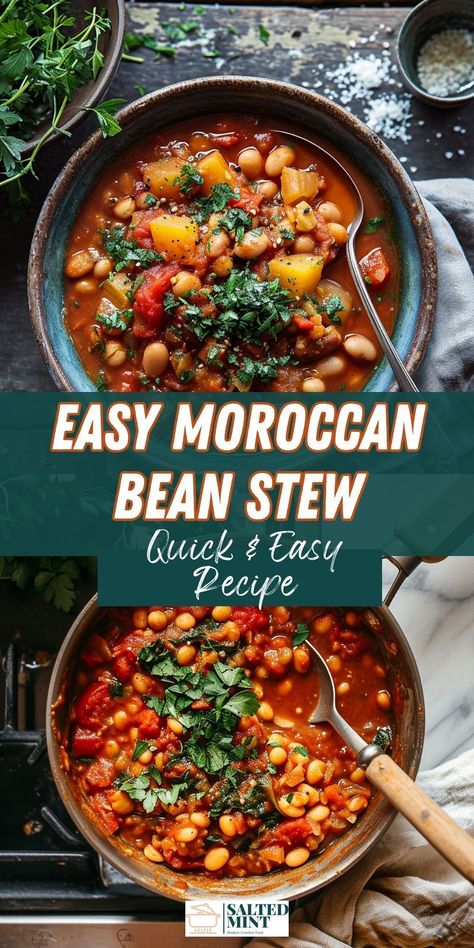 Dive into the flavors of Morocco with this simple and healthy vegetarian white bean soup. Cooked in a crockpot, Dutch oven or soup pot, it's an effortless way (no bean soaking!) to enjoy a plant-based meal. Our recipe blends white beans, chickpeas, sweet potatoes and a mix of Moroccan spices, creating a delicious easy vegetarian soup recipes. Easy Vegetarian Soup Recipes, Bean Soup Mix Recipe, Moroccan Recipes, Plant Based Soups, Vegetarian Crockpot Recipes, Easy Vegetarian Dinner, Vegetarian Soup Recipes, Moroccan Spices, Bean Soup Recipes