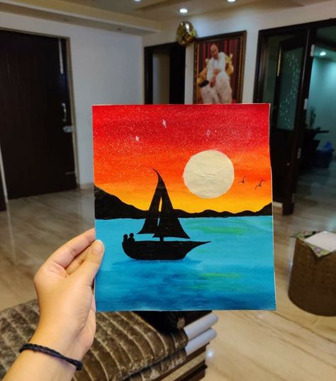 Cold And Warm Colors Art Paintings, Warm And Cool Colors Drawing, Easy Scenery Drawing, Warm And Cold Colours, معرض فني, Sky Art Painting, Easy Love Drawings, Mandala Art Therapy, Colored Pencil Artwork