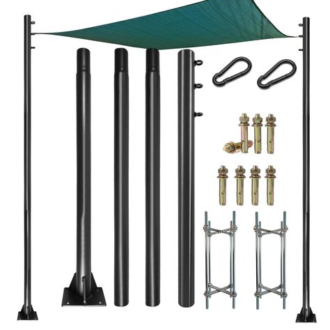 PRICES MAY VARY. ⛳⛳⛳⛳[Imported PREMIUM MATERIAL] Our JENCEAILL sun shade sail pole kit are made from a premium high-strength steel pipes material with a solid finish. Guaranteed durable and rust-free user experience, The connection has undergone a high-strength tensile test and is fully capable of withstanding the strong winds of everyday life ⛳[New Design] ⛳ 2023 New Connection Design - Unlike other manufacturers' threaded connections - threads reduce the thickness of the steel pole body, which Shade Sail Installation, Deck Shade, Connection Design, Tarp Shelters, Patio Sun Shades, Sun Shade Sail, Awning Canopy, Sun Sail Shade, Patio Shade