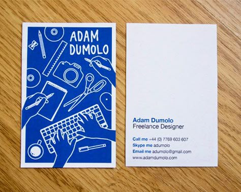 Cool & Creative Business Card || pinterest.com/edevantie Fun Business Card Design, Illustration Business Cards, Cv Inspiration, Magazine Web Design, Art Business Cards, Buisness Cards, Graphic Design Business Card, Name Card Design, Illustration Kids