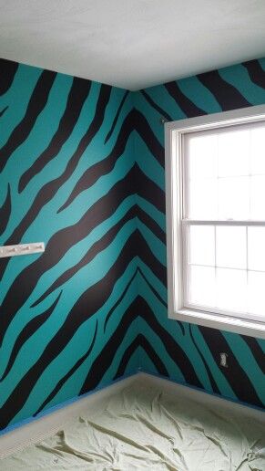 Zebra wall Zebra Print Wall, Zebra Print Rooms, Zebra Print Walls, Zebra Bedroom, Tanning Room, Mirror Bedroom Decor, Zebra Room, Girls Bedroom Paint, Zebra Decor