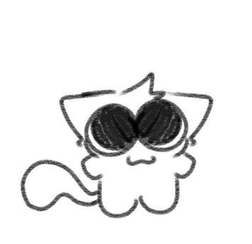 A cute, doodle-style drawing of a cat, featuring big, expressive eyes and a playful stance. Cat Silly Drawing, Cat Drawing Profile, Funny Cat Drawings Easy, Silly Cat Drawing Sketch, Random Drawings Doodles, Shy Reaction Pic, Cute Funny Doodles, Cute Cat Drawing Doodles, Silly Cat Art