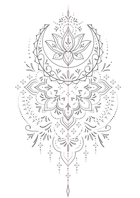 Crystal Mandala Tattoo, Witchy Ornamental Tattoo, Ornamental Arm Sleeve, Mandala Dots Tattoo, Indian Mandala Tattoo, Tattoo Ideas Female Mandala, Indian Tattoo Ideas, Mandala Floral Tattoo, Tattoo Bein Frau