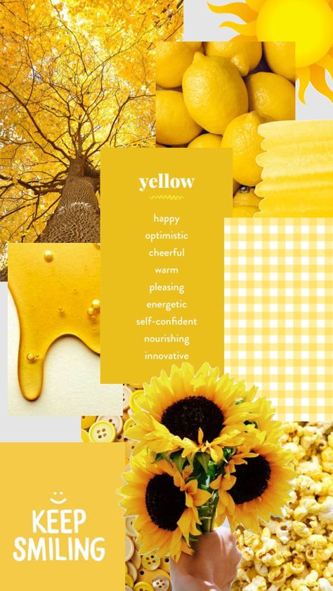 Sunny Yellow Aesthetic, Sunny Summer Aesthetic, Yellow Theme Aesthetic, Honey Yellow Aesthetic, Club Vision Board, Moodboard Yellow, Psychology Color, Yellow Mood Board, Yellow Moodboard