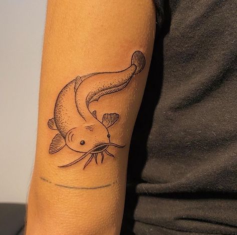 Fish tattoo Weird Fishes Tattoo, Catfish Tattoo For Women, Cool Fish Tattoo, Matching Fish Tattoos, Mya Aesthetic, Fish Tattoos For Men, Fish Tattoo Men, Tropical Fish Tattoo, Fish Tattoo For Men