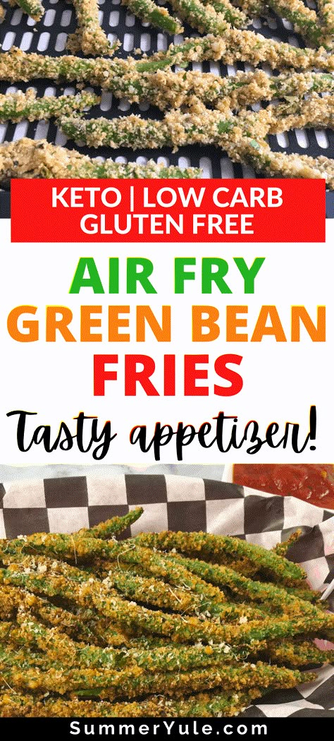 Lazy Keto Air Fryer Recipes, Keto Green Bean Recipes, Air Fried Green Beans Keto, Keto Fried Green Beans, Keto Green Bean Fries, Air Fry Fresh Green Beans, Crispy Air Fried Green Beans, Keto Air Fryer Green Beans, Air Fried Green Beans Fries